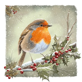 Vintage Robin Christmas Card